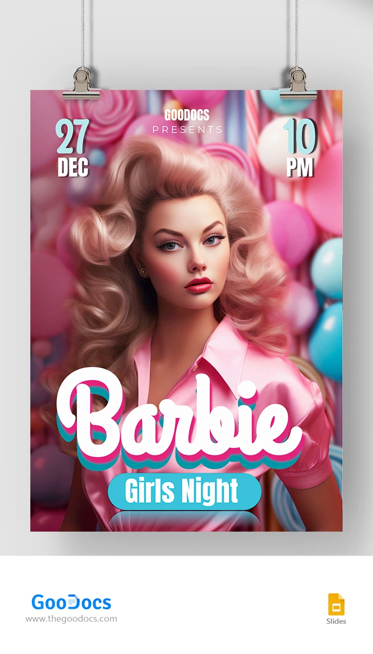 Poster di Barbie rosa - free Google Docs Template - 10067540