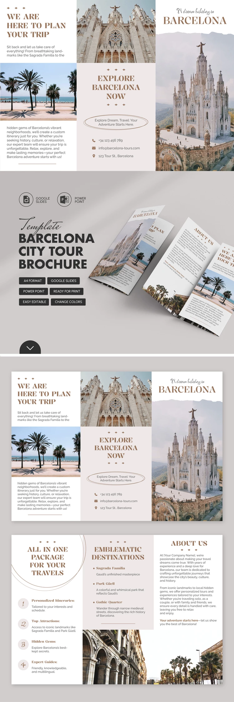 Folheto do Barcelona City Tour - free Google Docs Template - 10069662