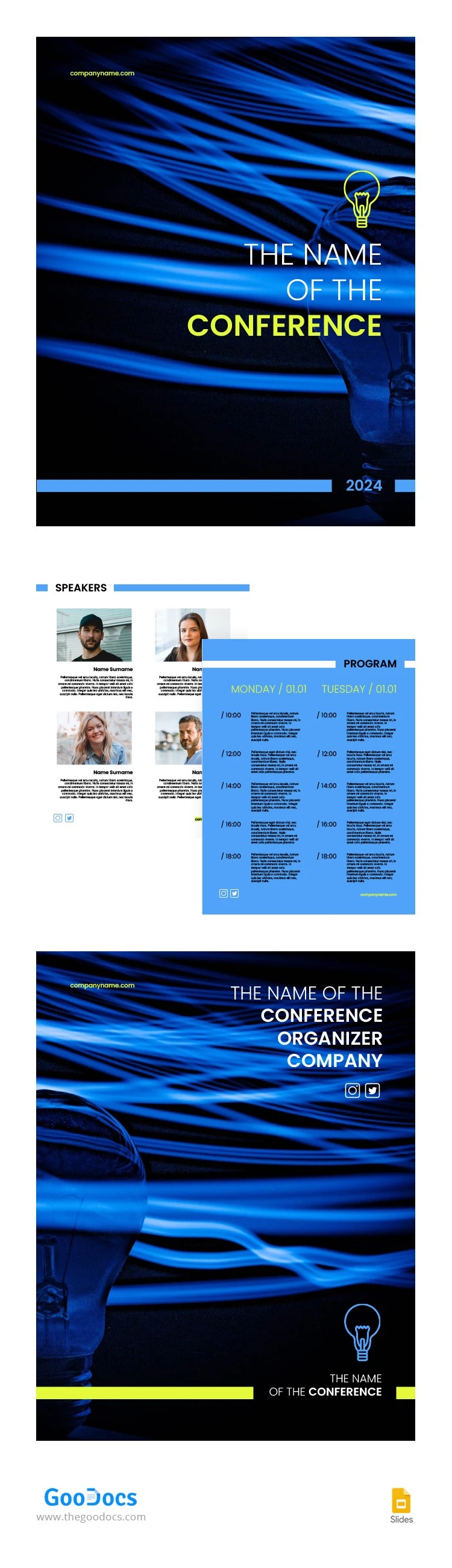 Grundlegendes Blaues Konferenzprogramm-Broschüre - free Google Docs Template - 10065807