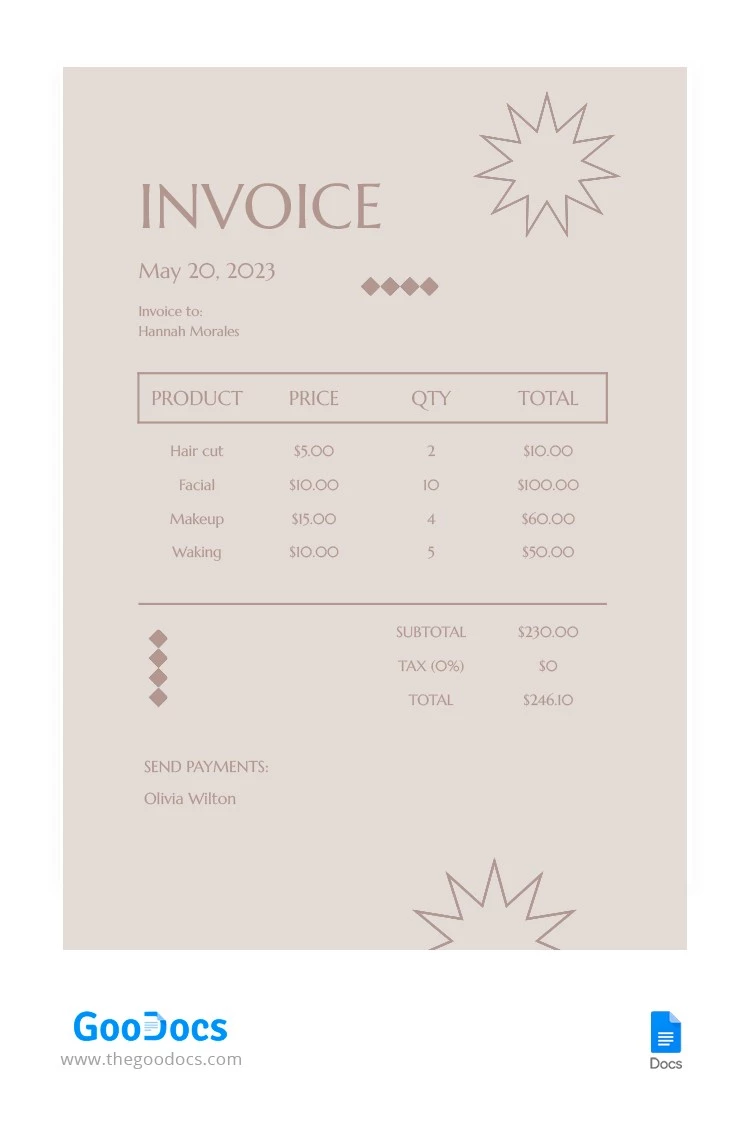 Basic Invoice - free Google Docs Template - 10064484