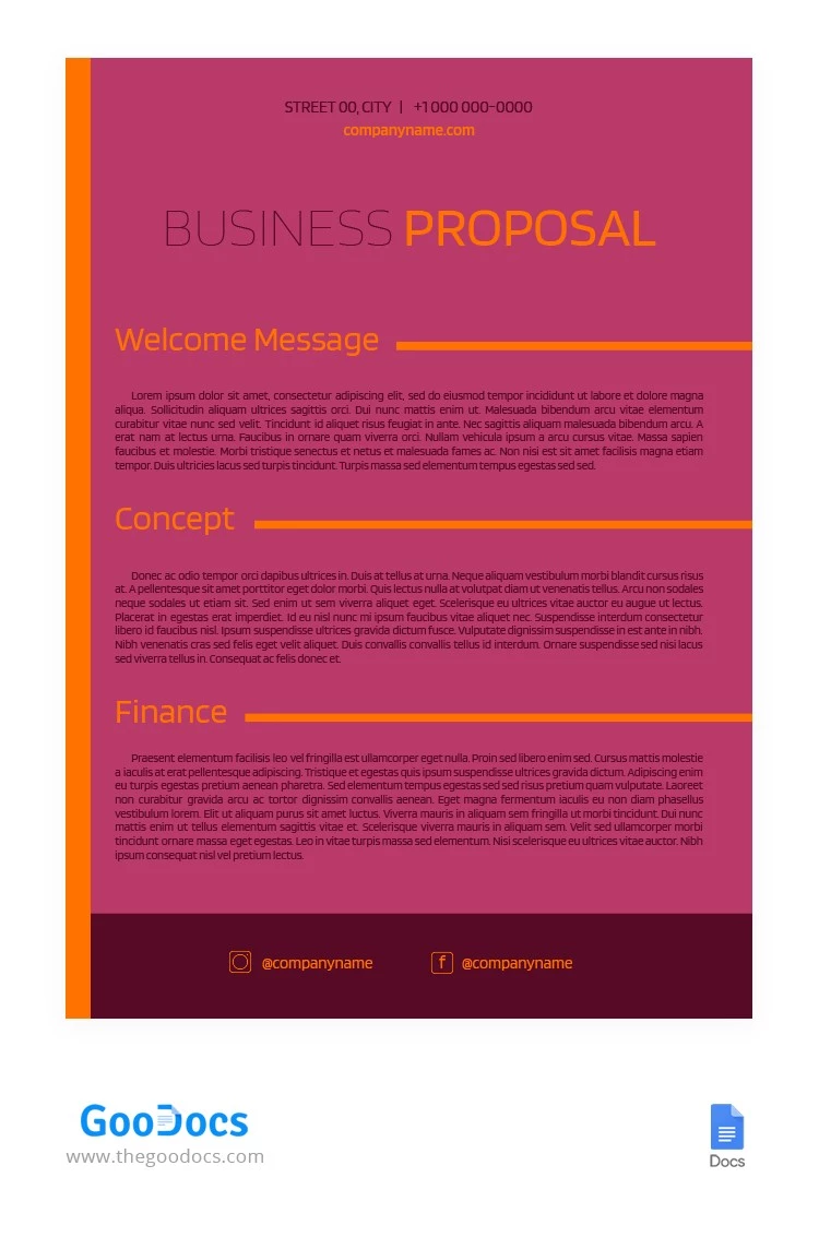 Basic Pink Business Proposal - free Google Docs Template - 10063530