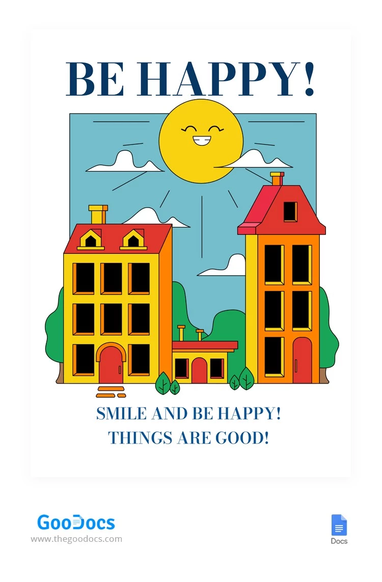 Be Happy Poster - free Google Docs Template - 10062518