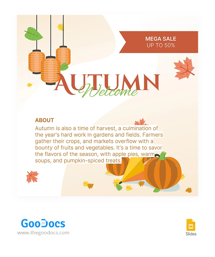 Hermosa publicación de otoño en Instagram - free Google Docs Template - 10067480