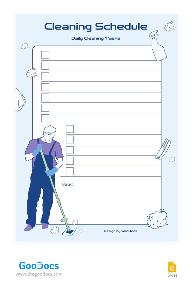 Beautiful Blue Cleaning Schedule - free Google Docs Template - 10066371