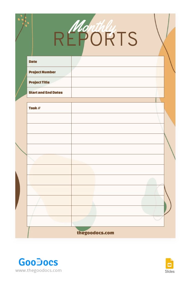 Bellissimi rapporti mensili - free Google Docs Template - 10064862