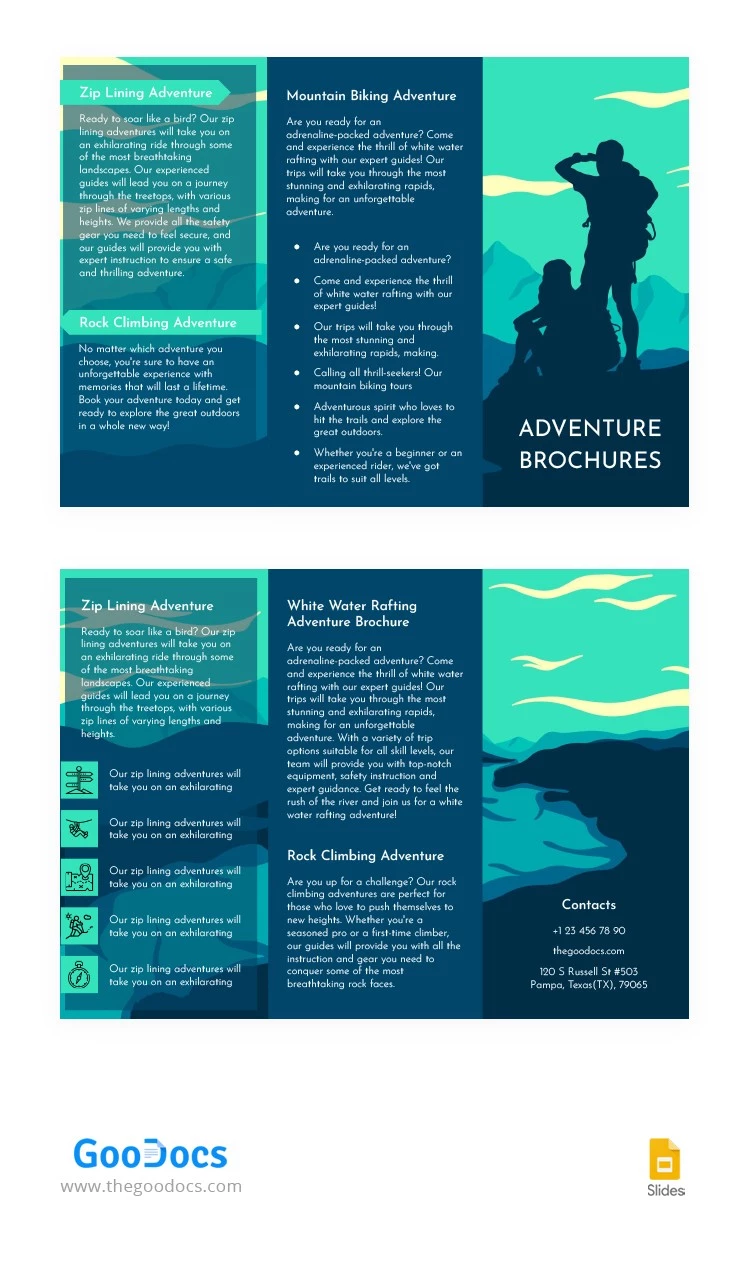 Bellissime brochure di avventure di viaggio - free Google Docs Template - 10065771
