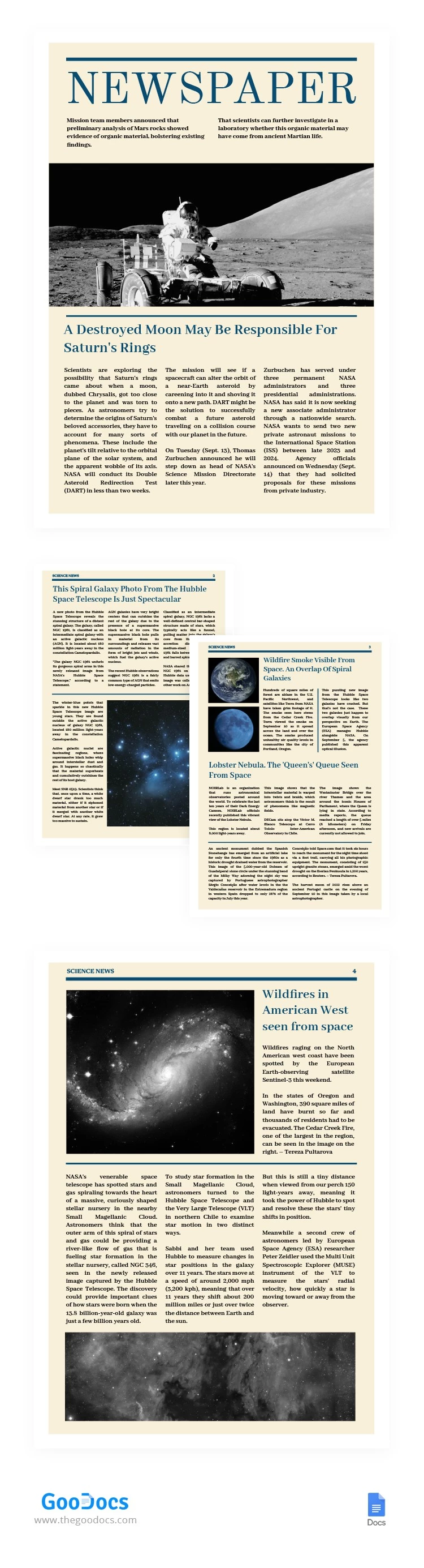 Beige-Blue Science Newspaper - free Google Docs Template - 10064594