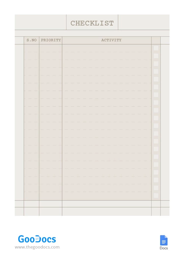 Beige Checklist - free Google Docs Template - 10062537