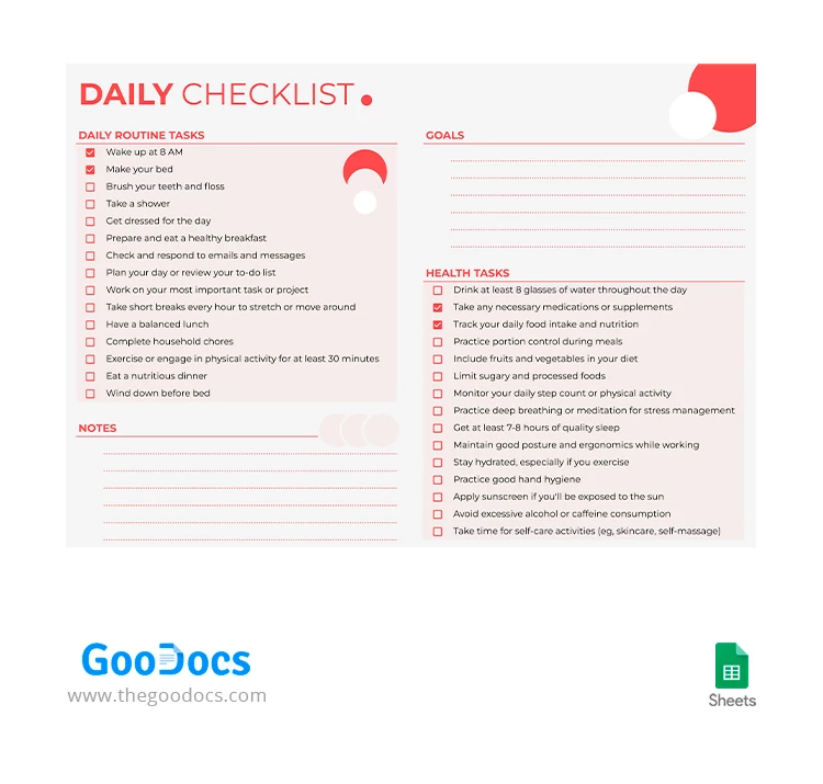 Beige Daily Checklist - free Google Docs Template - 10067036