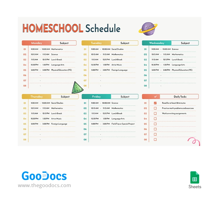 Programma di Homeschool Beige - free Google Docs Template - 10067210