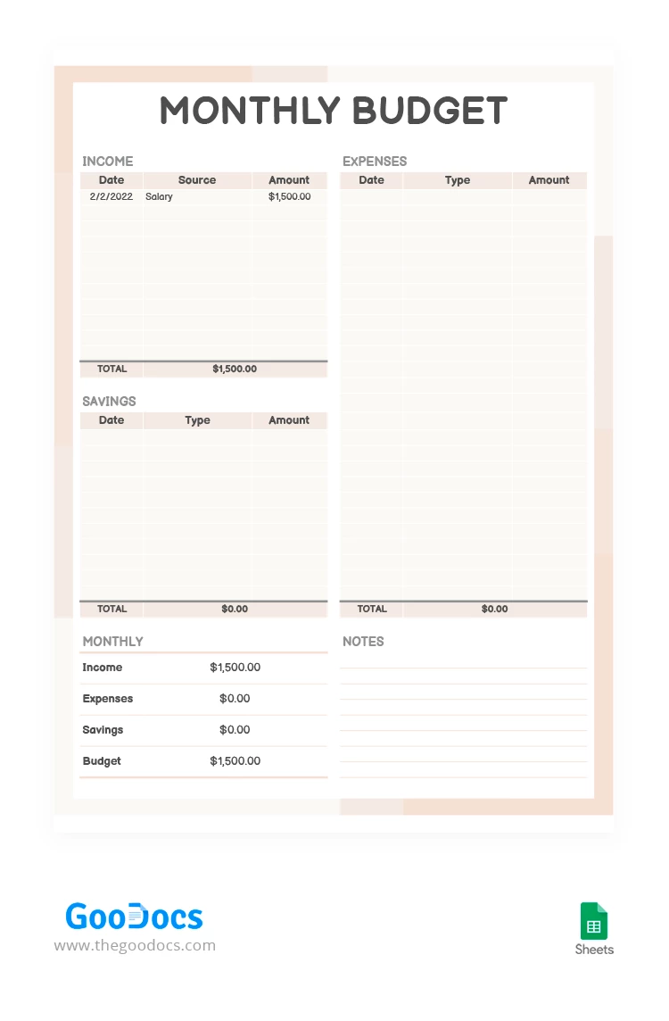Beige Monthly Budget - free Google Docs Template - 10062380