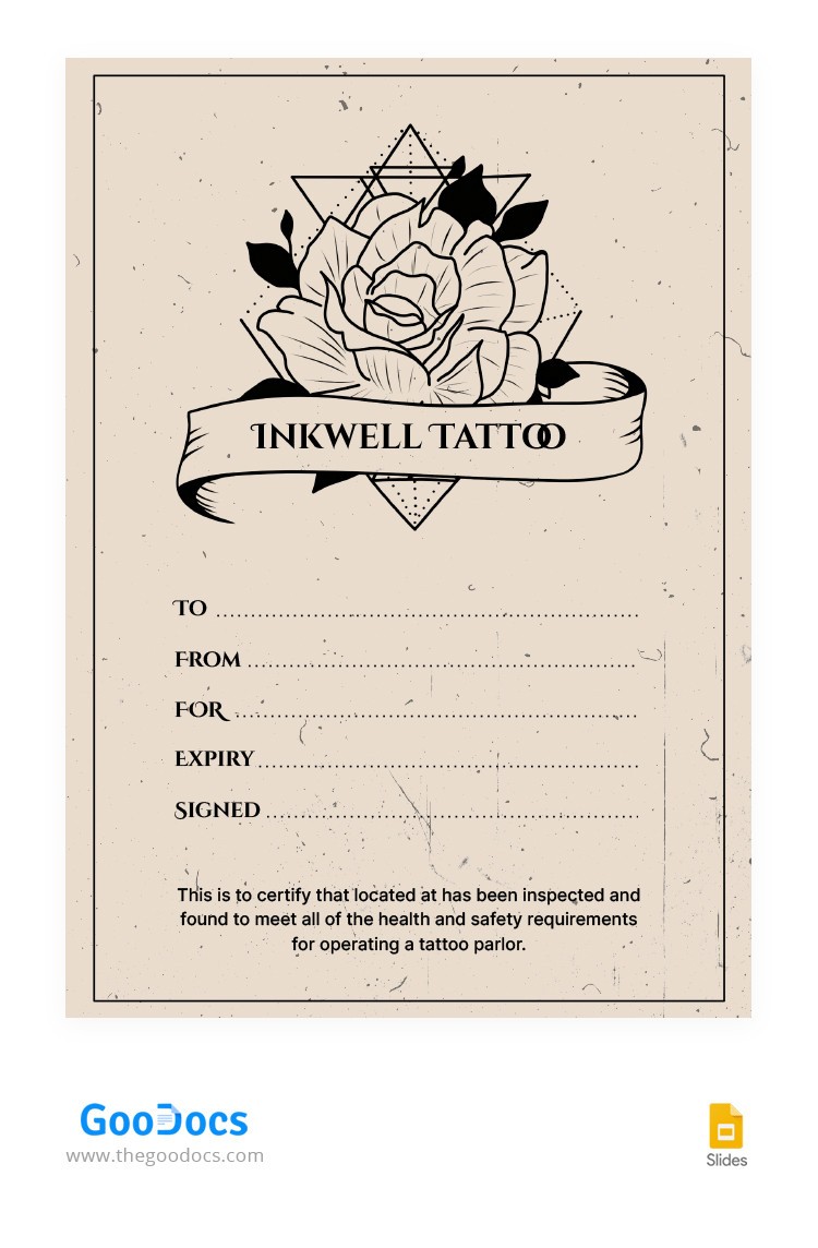 Home  Home  Gift Certificates  Printable Tattoo Gift Certificate  Template Transparent PNG  1200x630  Free Download on NicePNG