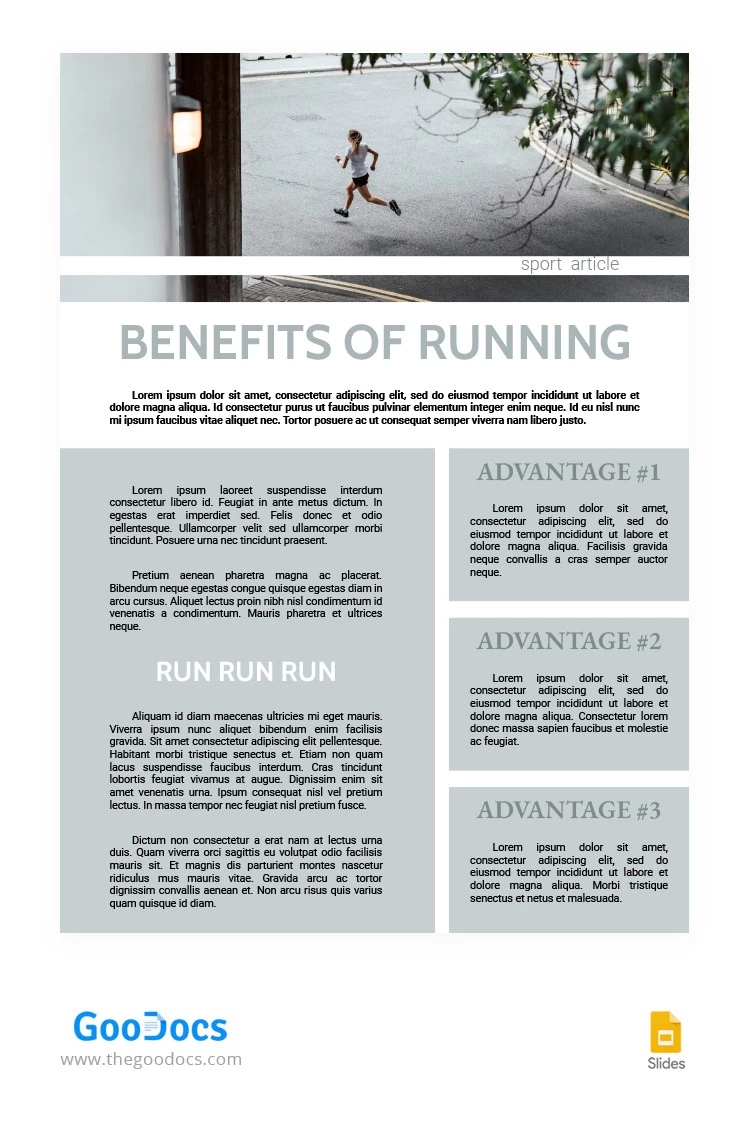 Beneficios del artículo de correr. - free Google Docs Template - 10062702