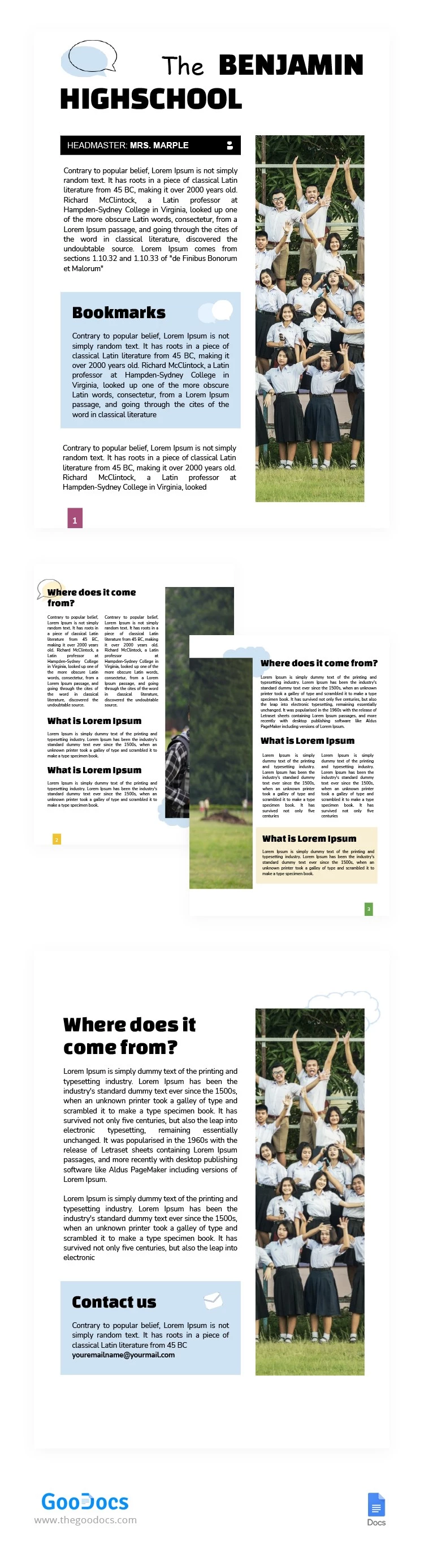 Giornale scolastico della Benjamin High School - free Google Docs Template - 10062253