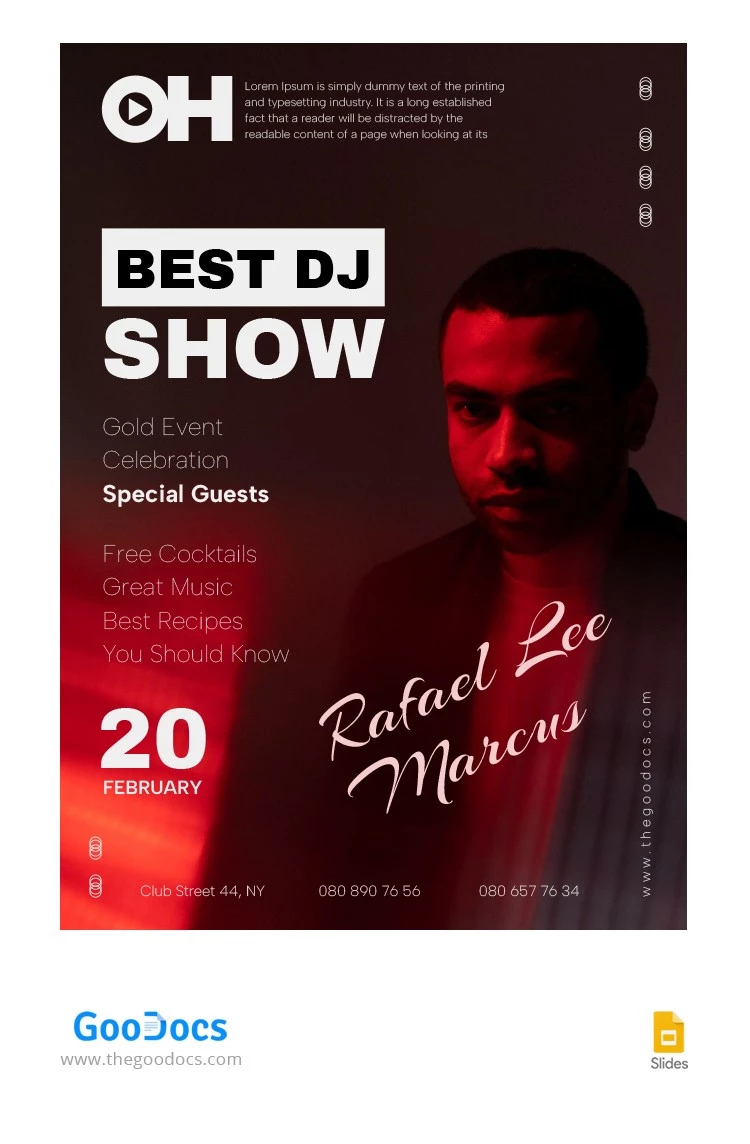 Miglior volantino dell'evento di spettacolo del DJ - free Google Docs Template - 10065227