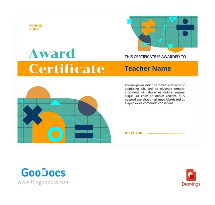 Best Teacher Award-Zertifikat. - free Google Docs Template - 10062417