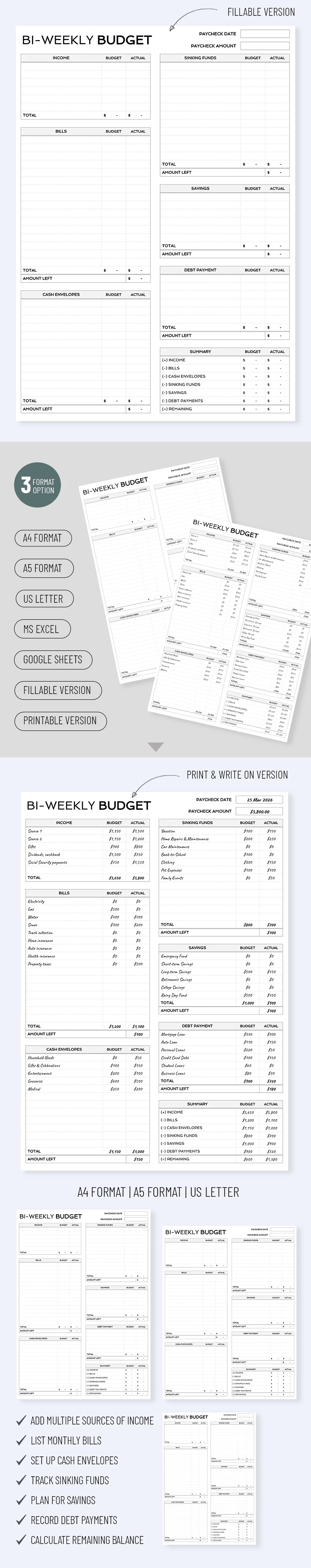 Structured Bi-Weekly Budget - free Google Docs Template - 10069551