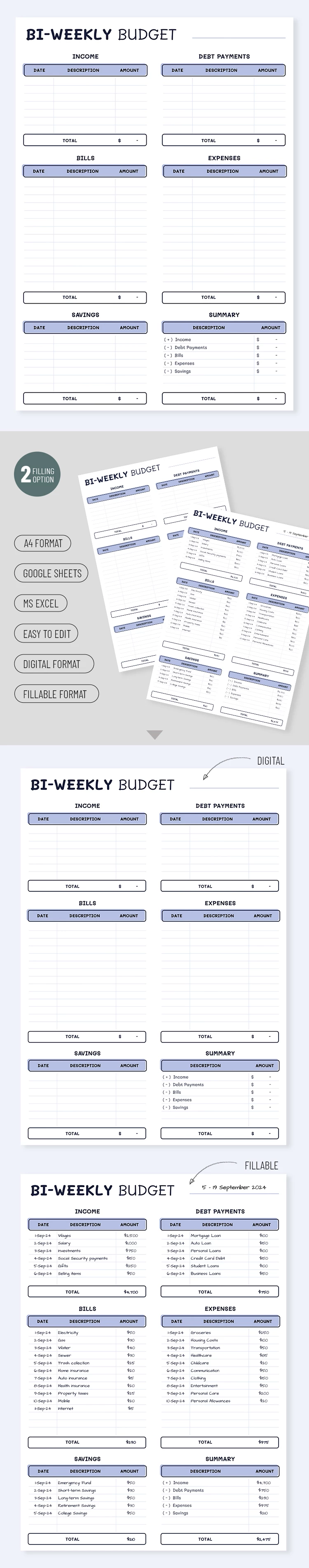 Zweimal wöchentliches Budget - free Google Docs Template - 10069403