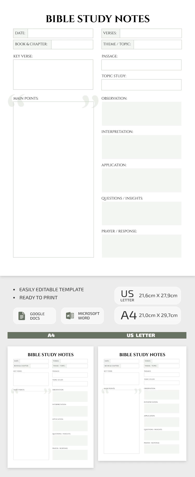 Bible Study Note Template - free Google Docs Template - 10072703