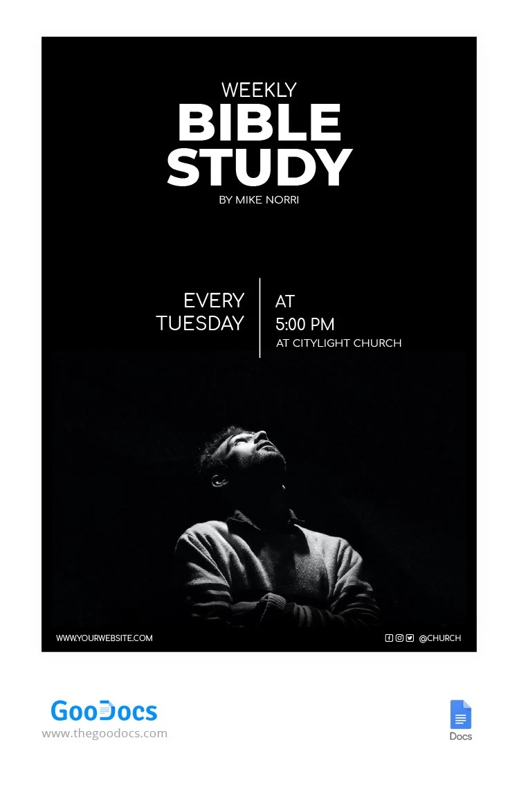 Bible Study Poster - free Google Docs Template - 10062458