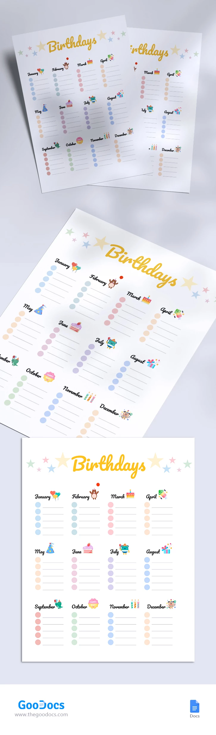Calendrier d'anniversaires - free Google Docs Template - 10067621