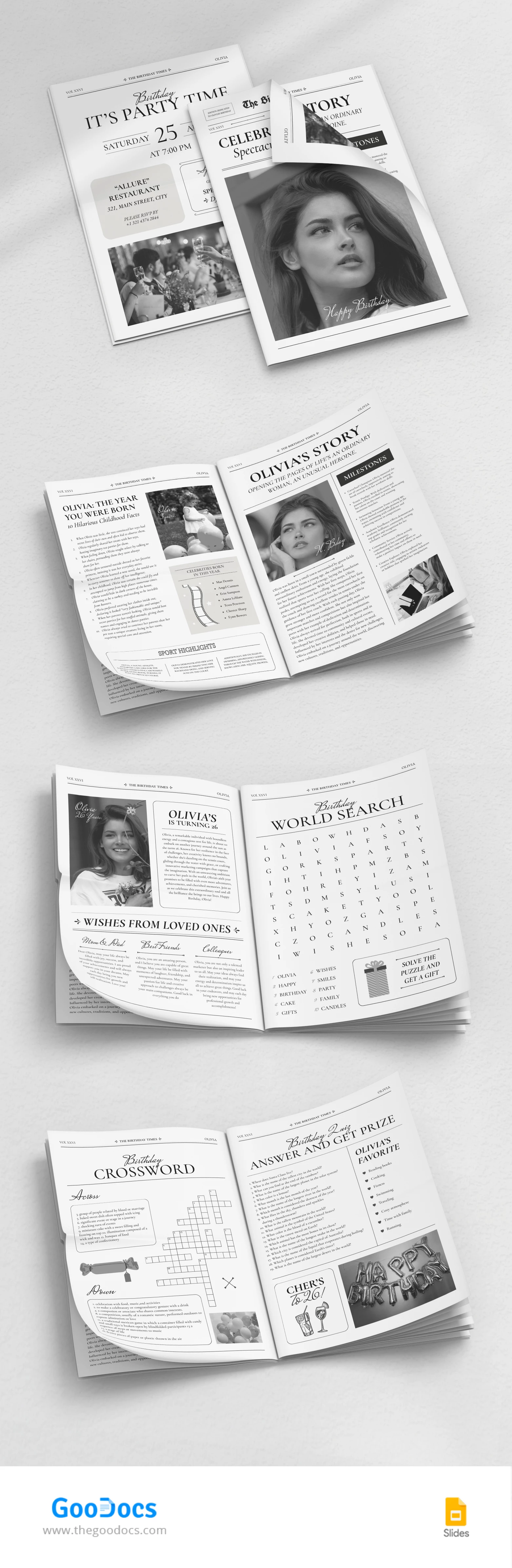 Giornale di compleanno d'epoca - free Google Docs Template - 10068415