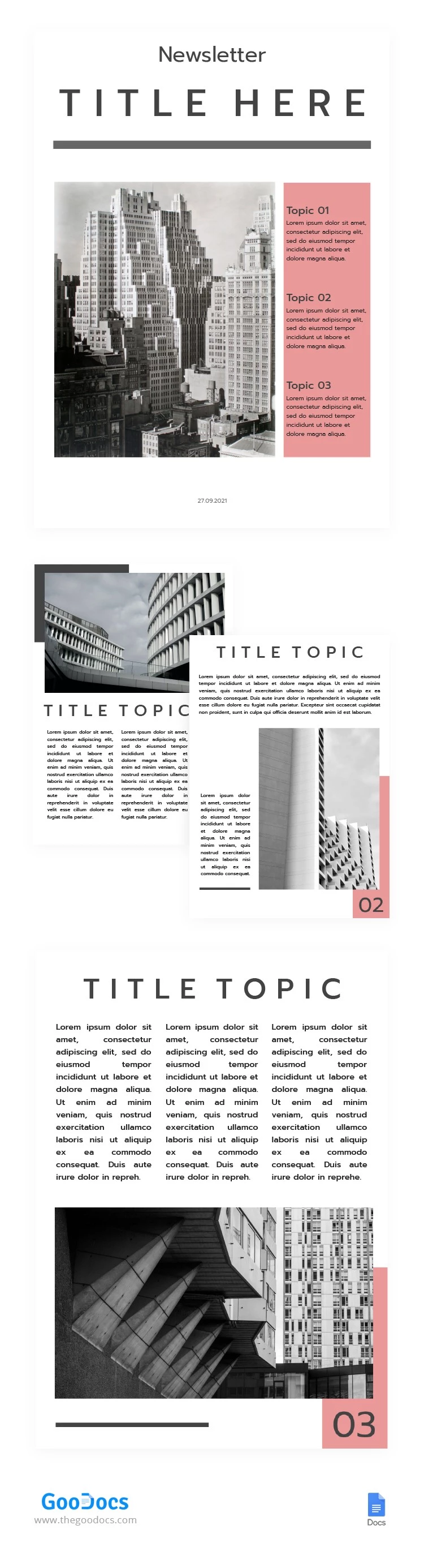 Black and Pink Newsletter - free Google Docs Template - 10062404