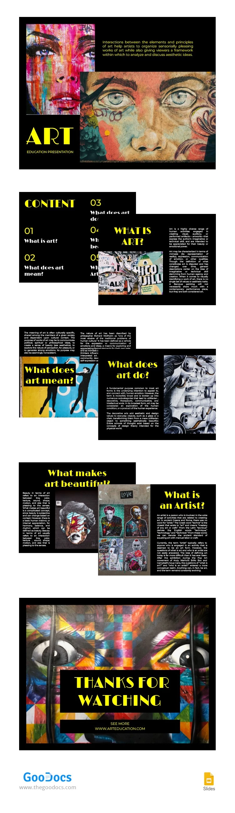 Présentation sur l'éducation artistique dans l'art noir - free Google Docs Template - 10063707
