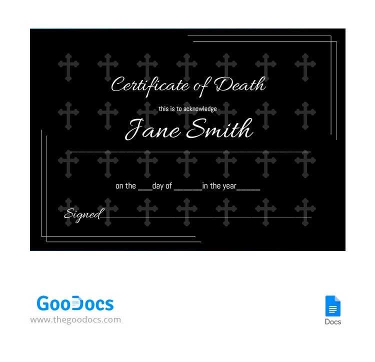 Black Death Certificate - free Google Docs Template - 10065138