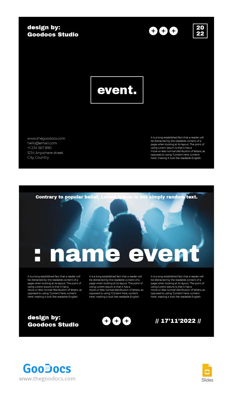 Brochure d'événement noir - free Google Docs Template - 10064945