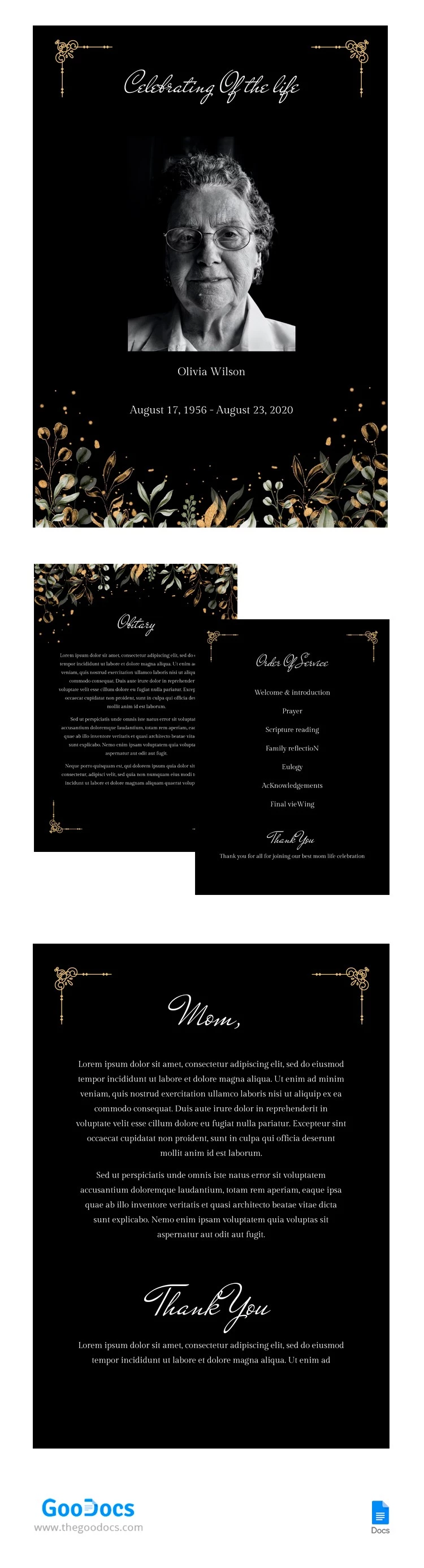 Black Funeral Brochure - free Google Docs Template - 10064859