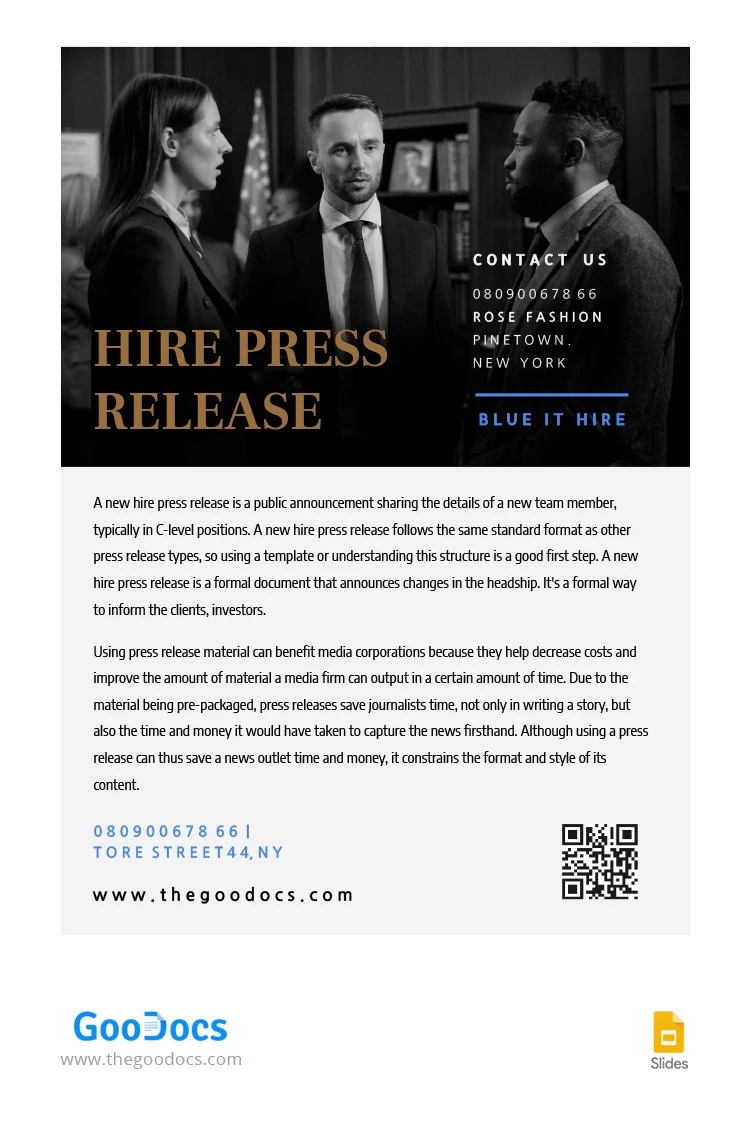 Black Hire Press Release - free Google Docs Template - 10064178