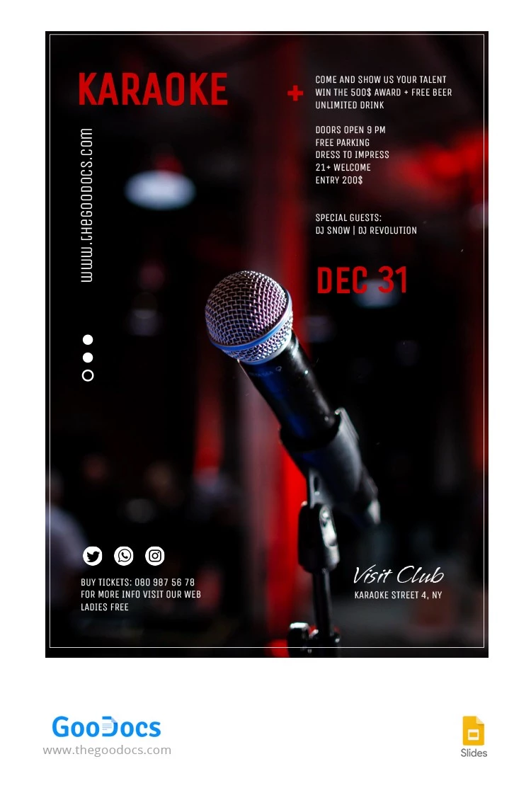 Flyer de karaoké noir - free Google Docs Template - 10064913