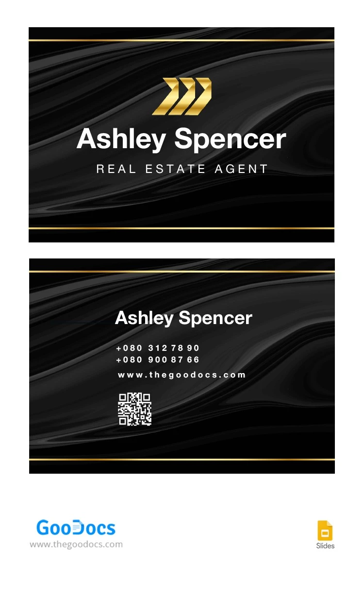 Tarjeta de presentación de negocios de bienes raíces en negro. - free Google Docs Template - 10064582