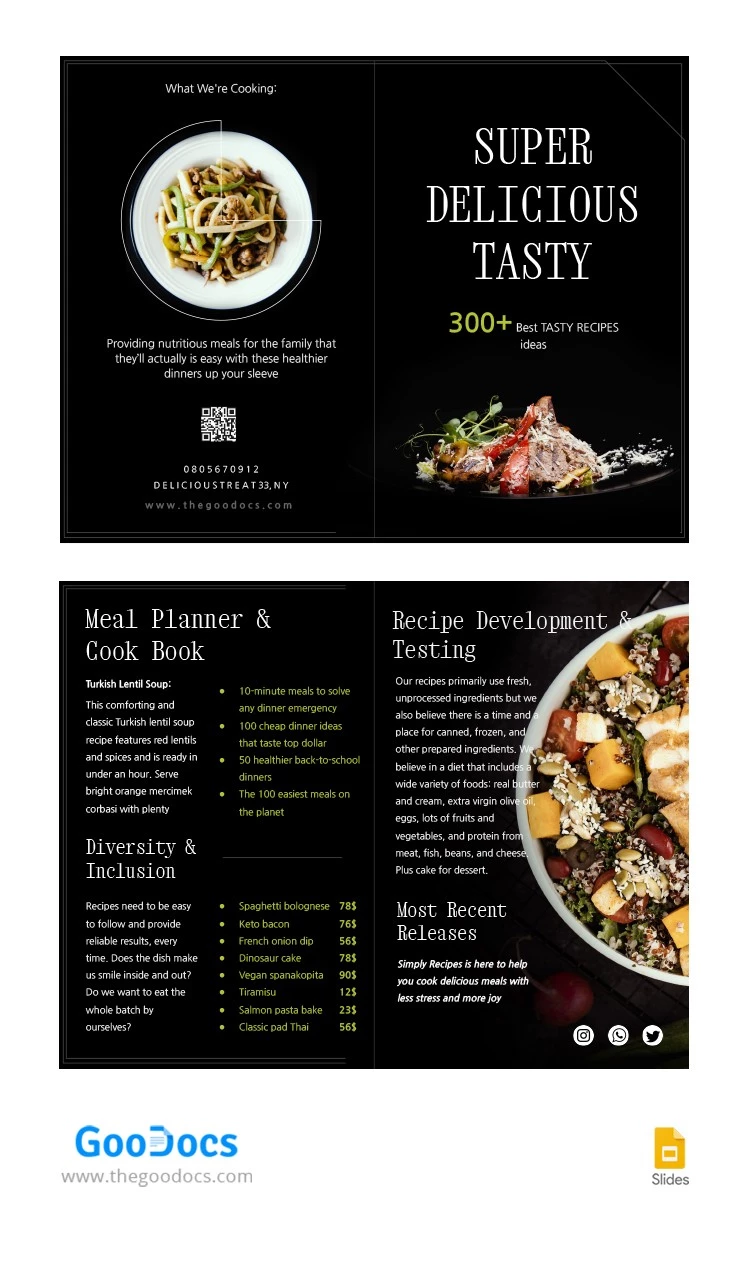 Folleto del Restaurante Negro - free Google Docs Template - 10064912