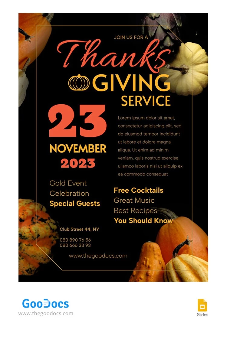 Flyer de Thanksgiving noir - free Google Docs Template - 10066091
