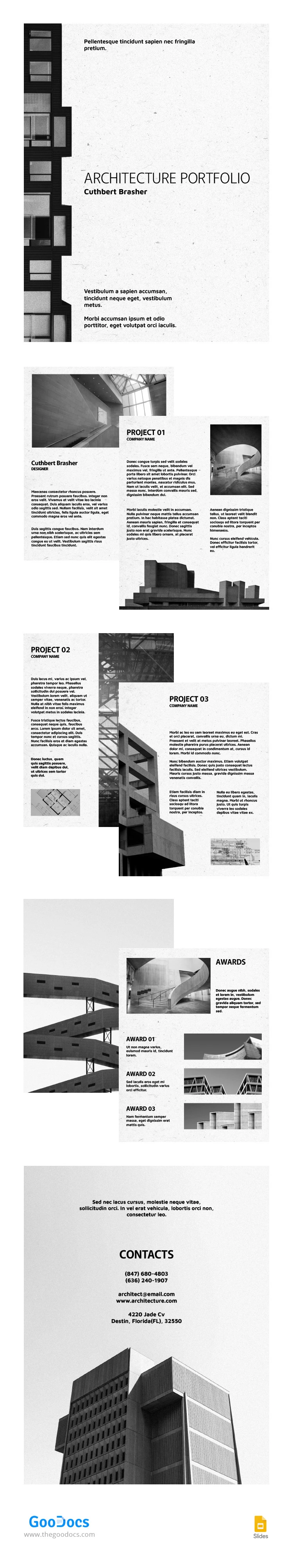 Portfólio de Arquitetura em Preto e Branco. - free Google Docs Template - 10065449