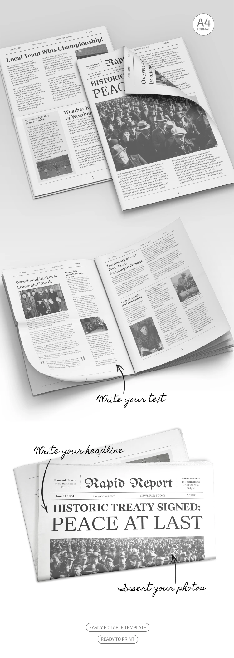 Noir & Blanc Vieil Journal - free Google Docs Template - 10068821