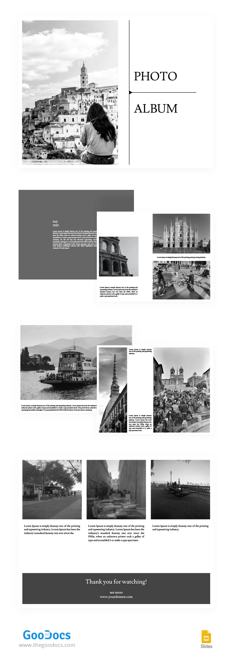 Black & White Photo Album - free Google Docs Template - 10062923