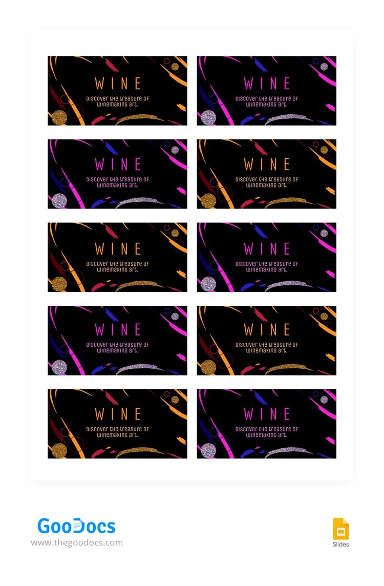 Etiqueta de vino negra con líneas brillantes - free Google Docs Template - 10066168