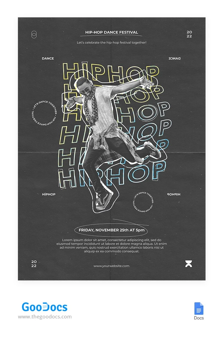 Affiche de hip-hop en noir et blanc - free Google Docs Template - 10064790