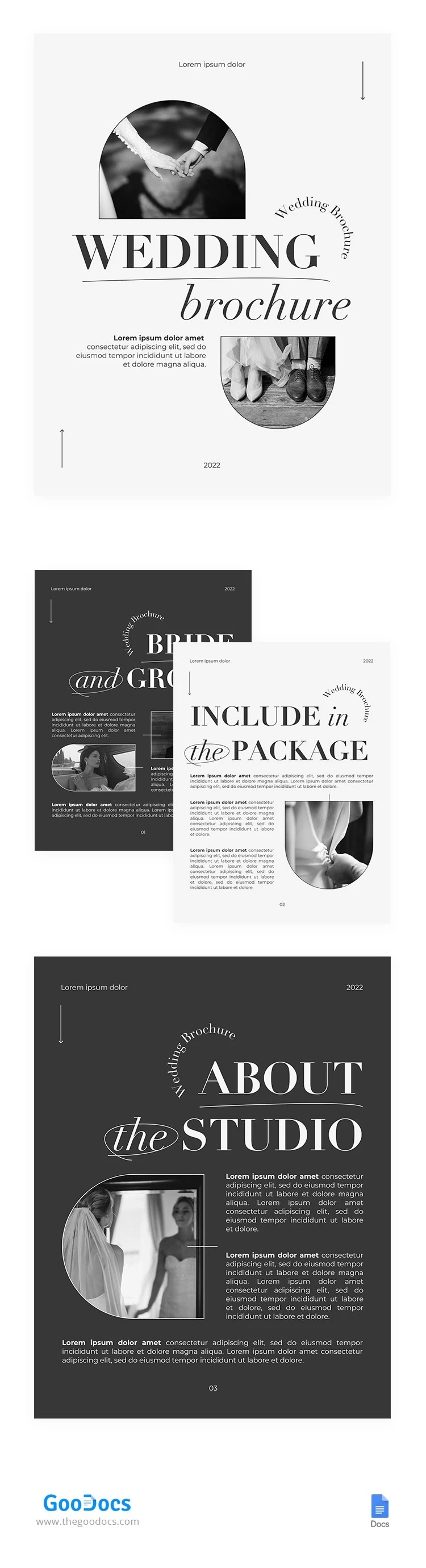 Brochure de mariage en noir et blanc - free Google Docs Template - 10064937