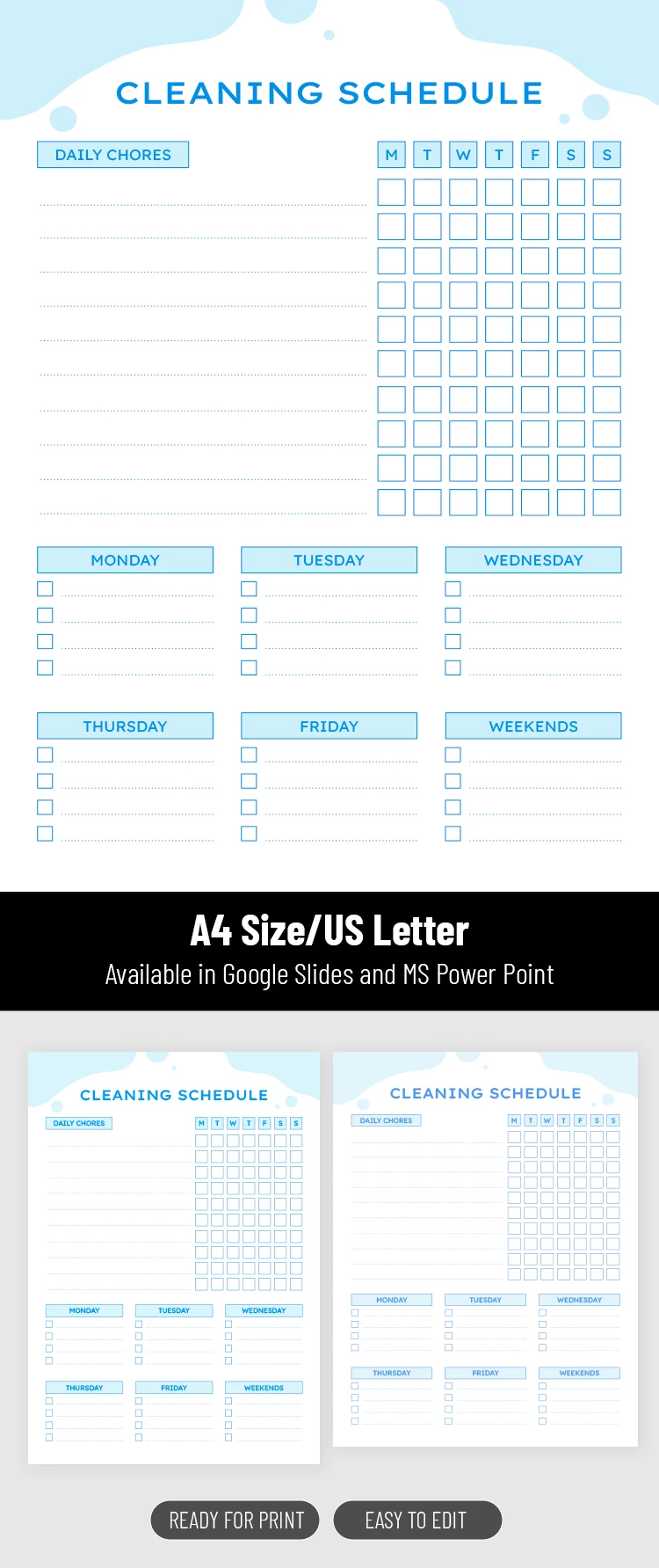 Blank Cleaning Schedule Template for Custom Use - free Google Docs Template - 10071328