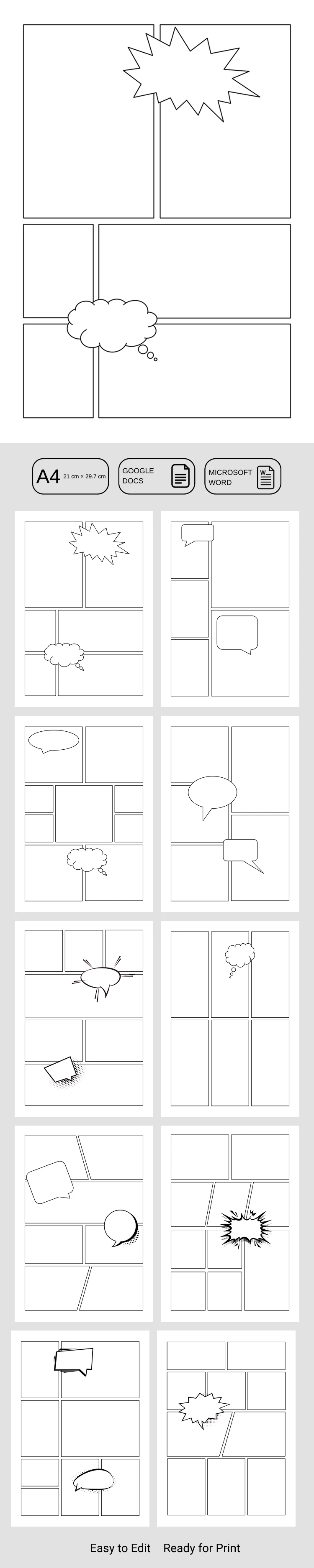 Modello di fumetto vuoto per bambini - free Google Docs Template - 10072555