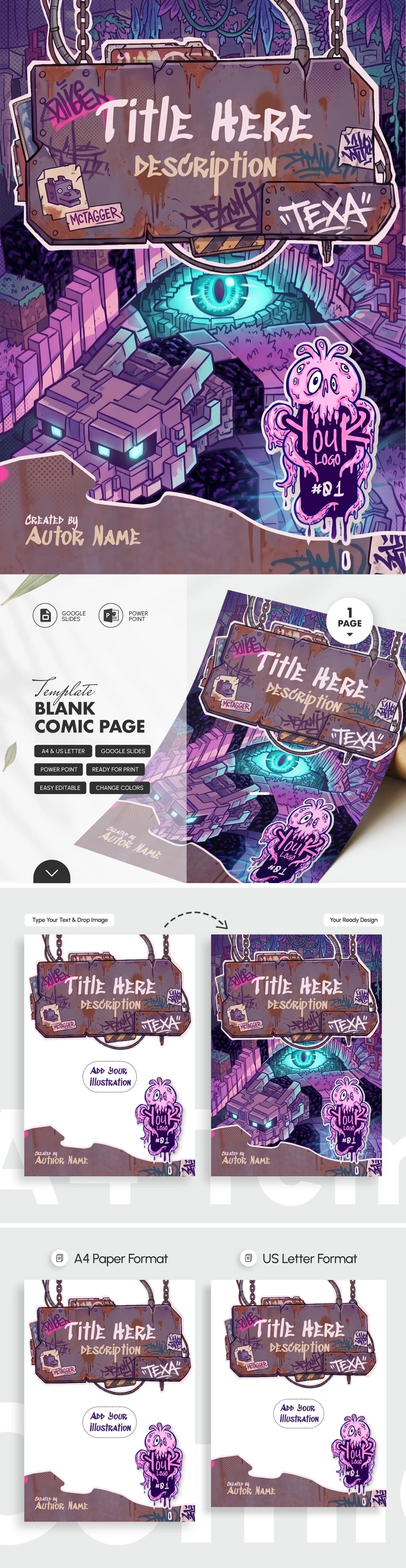 Preview of Mystery Comic Book Cover Template for Google Slides and Microsoft PowerPoint