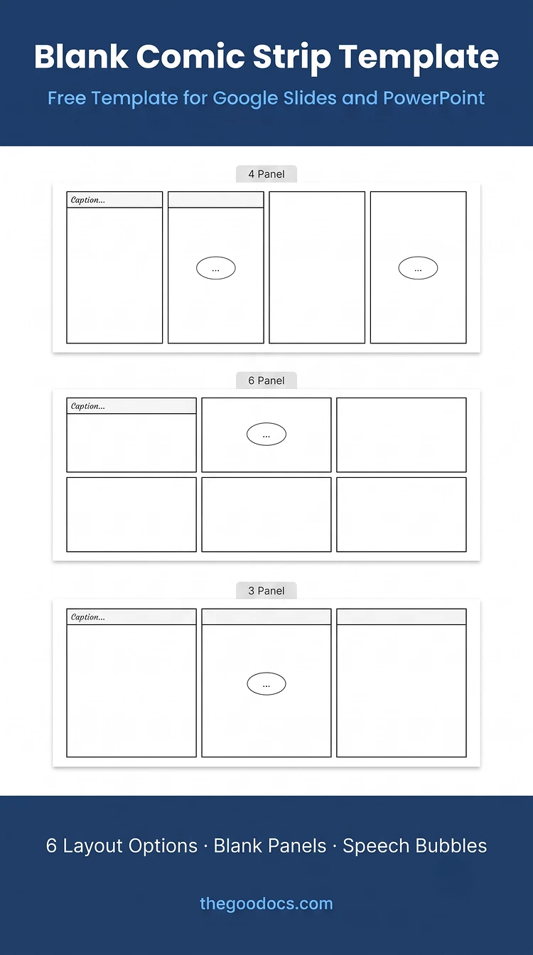 Preview of Blank Comic Strip Template for Google Slides and Microsoft PowerPoint