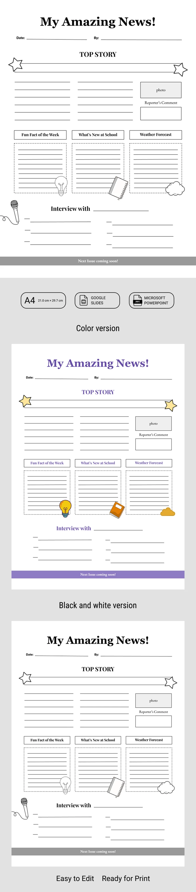 Modèle de journal pour enfants vierge - free Google Docs Template - 10071970