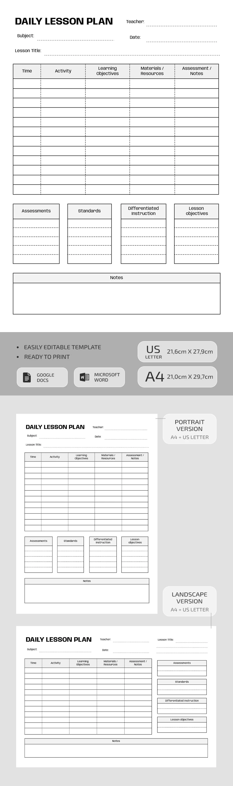 Piano giornaliero vuoto - free Google Docs Template - 10069700