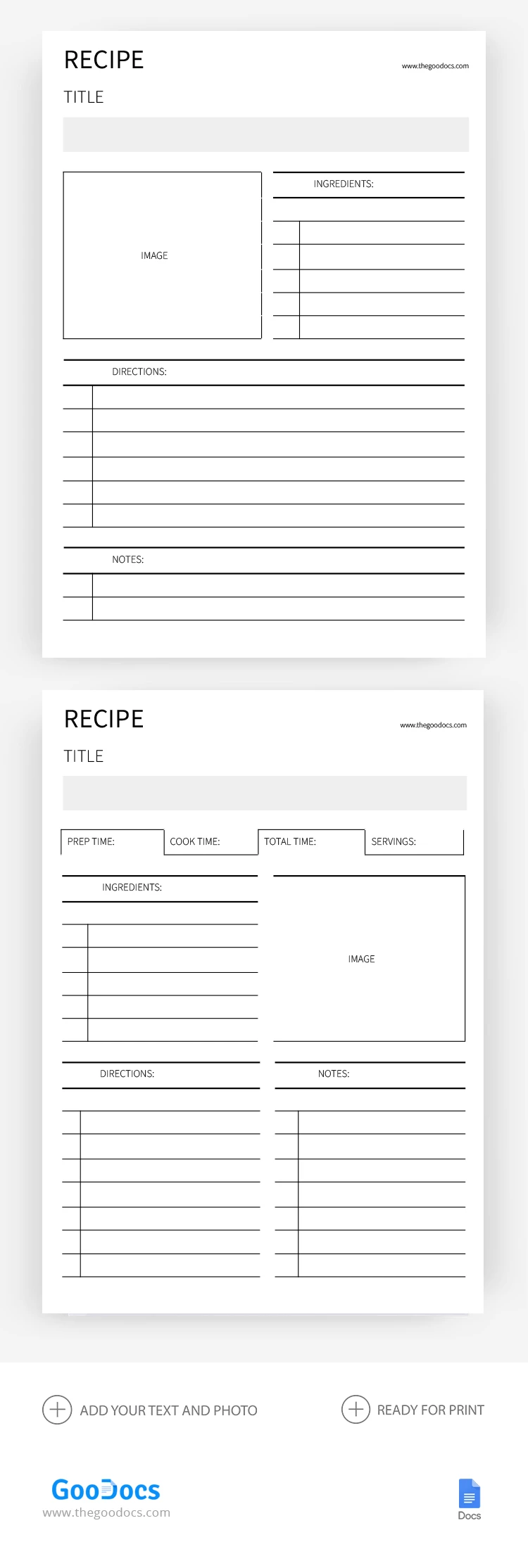 Libro di ricette in bianco - free Google Docs Template - 10068574