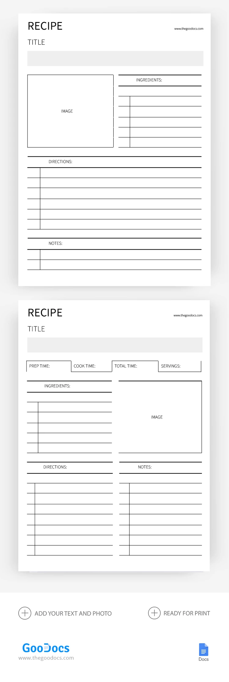 Livro de Receitas em Branco - free Google Docs Template - 10068574